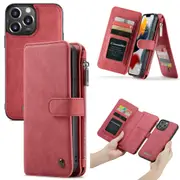 For iPhone 13 Pro Case, Wallet PU Leather Detachable Folio Cover, Red