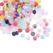 1200pcs ABS Half Pearl Beads 5mm Flat Back Imitation Pearl Colorful Mix
