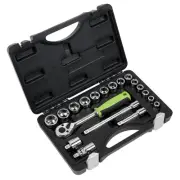 Sealey Metric Socket Set 19pc 3/8"D Chrome Single Hex Boxed S01235