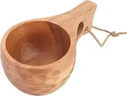 Handcrafted Wood Coffee Cup Wooden Camping Mug with Handle for Outdoor & Daily Use (Single Hole Tortoise Shell)
