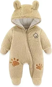 [JiAmy] Baby Snowsuits Winter Jumpsuit Hooded Fleece Romper Girls Boys Warm Outfits 9-12 Months (80 cm) Yellow