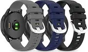 (3 Pack) T Tersely 18mm Bands for Garmin Venu 2S/3S,Forerunner 265S/255S/255S music,vivoactive 4S,vivomove 3S, Silicone cross grain Sport Watch Straps for Garmin