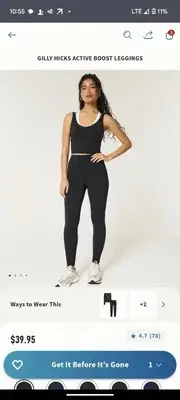 Gilly Hicks Active Boost Leggings. XXS. Black. Hollister