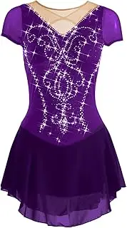 [Zagitova] Figure Skating Dress for Girls Patchwork Back Women Ice Breathable Competition Dance Outfit Shiny Rhinestone