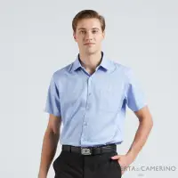 在飛比找momo購物網優惠-【ROBERTA 諾貝達】男裝 藍色短袖襯衫-素面織紋(台灣