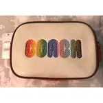 雙11 COACH 荔枝紋牛皮彩虹系列白色相機包 背帶可調可拆 （送高麗雅娜肉毒護手霜）