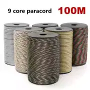 100M 550 Military Standard 9-Core Paracord Rope Outdoor Parachute Cord Survival