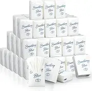 Spiareal 50 Pcs Happy Tears Tissues Packs Facial Tissues Items for Guests Welcome Bags Pocket Paper 3 Ply Individual Mini Travel Size Bulk for Wedding Party Favor Ceremony Graduation(Something Blue)