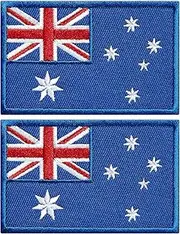 stidsds 2 Pack Australia Flag Patch Australia Flags Embroidered Patches Australian Flags Military Tactical Patch for Clothes Hat Backpacks Pride Decorations