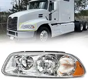 Headlight Assembly Fit for MACK GU4 GU5 GU7 CT713 GU8 CX CXN CXU CTP Semi Trucks, Chrome Headlamp Left/Driver Side Halogen