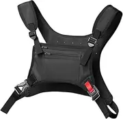 Frediuo Chest Rig Bag Vest Chest Bag Utility Lightweight Fashion Front Pack Pouch Fanny Pack for Running Outdoor Activities Fishing, black