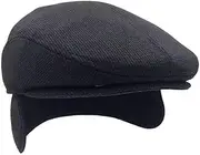 [Ardorion] Men's Flat Cap with Ear Flaps Lined Peaked Cap with Ear and Neck Protection Peaked Cap Spring Autumn Winter Hat with Ear Protection