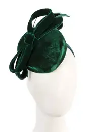 Green velvet pillbox winter racing fascinator by Max Alexander 100% AU Seller