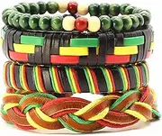 [N\C] New Punk Vintage Rope Handmade Bead Woven Leather Men Bracelets Women Bangles Female Rock Homme Men Jewelry Accessories4pcs/set