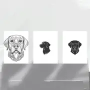 3pcs Charming Labrador Dog Black & White Print 100% Australian Made 3 x 40x60cm (Metal Print)