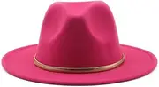 [Zozogag] Wide Brim Simple Church Derby Top Hat Panama Solid Felt Fedoras Hat for Men Women Artificial Wool Blend Jazz Cap