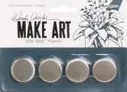 Wendy Vecchi MAKE ART Stay-tion 1" Magnets 4/Pkg-Brushed Aluminum WVA68037