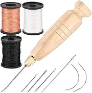 HSHGZSR Leather Sewing Thread Kit Heavy Duty 3-Spool 80 Yards Nylon Waxed Thread and Needle Set with 7 Needles Upholstery Thread and Needle Kit for Home Leather Bags Sofa Sewing and Repair