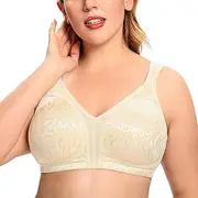 [HANSCA] Women Plus Size Full Figure Minimizer Bras Comfort Wire Free Non-Padded Unlined Bra Support