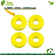 4 Rolls 2.4mm x 100M Square Edge String Trimmer Line Brushcutter Whipper Snipper