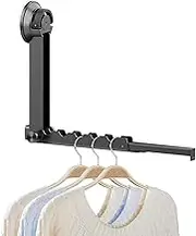 Laundry Wall Drying Rack - Suction Cup Folding Clothes Drying Rack | Telescopic Organizer, Space Saving Coat Hanger Holder for Balcony, Travel, RV