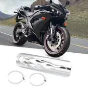 1Set Motorcycle Exhaust Heat Shield Pipe Shield for Harley Flame Silver Tone