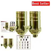 Polished Brass Vintage Dimmer Lamp Sockets - Set of 2 for Stylish Lighting