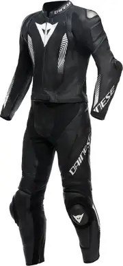 Dainese Laguna Seca 5, leather suit 2pcs. perforated , color: Black/Black/White , size: 60