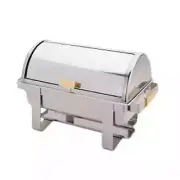 Thunder Group 8 Qt Stainless Steel Roll Top Chafer w/ Gold Accent Handles