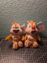 Vintage Disney Store Plushies 8" Chip and Dale Chipmunks Tag Protectors - New