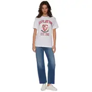 Replay Womens Graphic Tee Jersey T-Shirt w/ College Print White