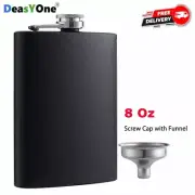 8oz Pocket Liquor Whiskey Hip Flask Matte Black Stainless Steel With Funnel Gift