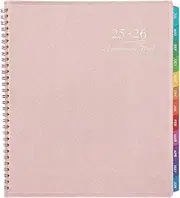 2025-2026 Appointment Book/Planner - Weekly Appointment Book 2025-2026, July 2025 - June 2026, 8.26"x 11.4", Daily/Hourly Planner with Tabs, 15 Minutes, Wirebound - Pink