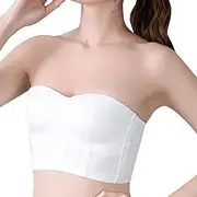 [Generic] Sports Bra Pack for Women Women's Glossy Large Size Non Slip Strapless Underwear Women's Tube Top High Side Ratio Close Breast Beautiful Back Push Up Bra Padded Underwire Bra White