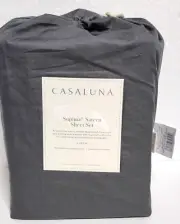 Casaluna Queen Size 500 TC Washed Supima Sateen Sheet Set - Dark Grey