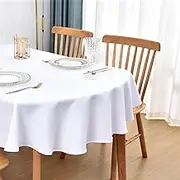 Nacuci Oval Tablecloth 52x70 Inch Polyester Fabric Table Cloth Solid White Heavy Duty Table Cover Washable for Dinning Kitchen Home Party