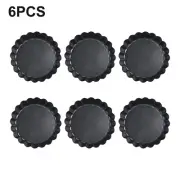 6 X Flan Tin Tart Pie Pan Fluted Cake Baking Tray Non Stick Loose Base Mold