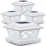 Solar Post Cap Lights Outdoor Glass 2 Color Modes 8 LEDs for 4x4 5x5 6x6 Post...