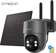 TMEZON 4G Solar Security Camera Wireless System Outdoor CCTV 2K with Sim Card
