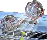 Fan for Car,Portable Double Head Car Fan | USB Powered Adjustable 360 Degree Rotation Quiet Cooling Device for Pet Kids Travel