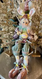 Cynthia Rowley Easter Elf Shelf Sitter Doll With Egg 24" NWT