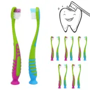 Lot of 12 Kids' Toddler Toothbrushes with Soft Bristles and Suction Cup Stands