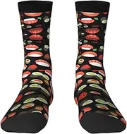 [Ghjkfbf] Japanese Sushi Shrimp Print Novelty Unisex Socks Colorful Stylish Crew Socks Casual Dress Gifts For Men Women