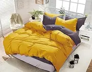 1000TC Reversible Queen/King/Super King Size Duvet/Doona/Quilt Cover Set (Yellow&Grey, Super King)