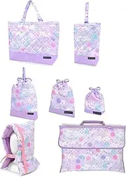 COLORFUL CANDY STYLE NU402600 Kindergarten Entrance 7-Piece Set, Lesson Bag, Quilting (Gusseted), Shoe Case, Drawstring Gymnastics Clothes Bag, Lunch Bag, Cup Bag, Small Items, Disaster Preparedness