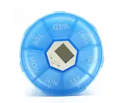7-Day Electronic Medication Pill Dispensers with Alarm Reminder, Large Compartments Moisture-Proof Pill Box for Vitamin/Fish Oil/Pills/Supplements - Blue