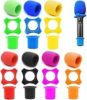 7 Sets Shakeproof Anti-Rolling Microphone Silicone Ring Covers, Colorful Microphone Foam Windscreen Covers Pop Filter - Keep Your KTV Device Safe and Secure