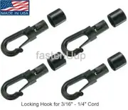 Bungee Shock Cord Hook - Closed Lock Hook End for 3/16 1/4 Cord Kayak Canoe USA