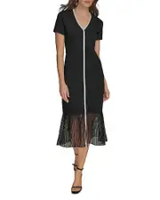 Donna Karan Button Front Midi Dress