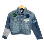 Cat & Jack Boy's "Be A Hero" Blue Denim Patch Jacket Size S (6/7)